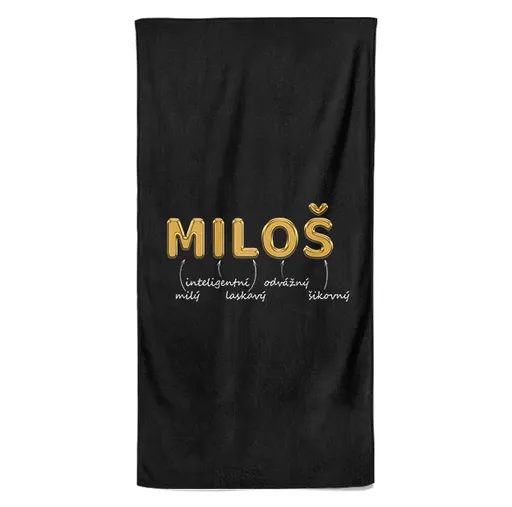 Osuška Mužská jména – GOLD (Jméno: Miloš, Velikost osušky: 100x170cm)