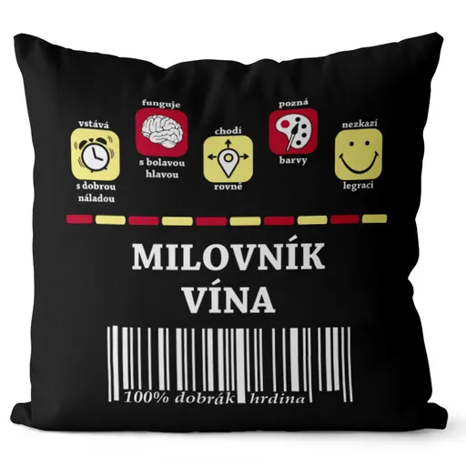 Polštář 100% Milovník vína (Velikost: 40 x 40 cm)
