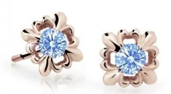Cutie Jewellery Roztomilé dětské náušnice z růžového zlata C2212-30-X-4 světle modrá