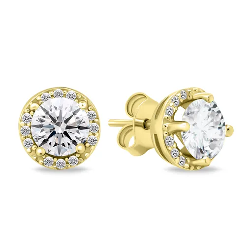 Brilio Silver Blyštivé pozlacené náušnice se zirkony EA601Y