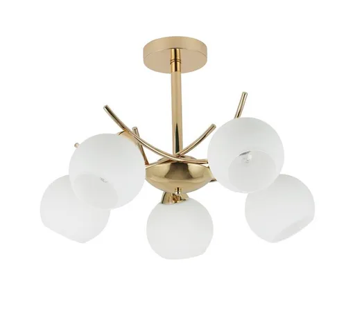 AMOS Zlatá závěsná lampa 5x40W E27 bílé stínidlo