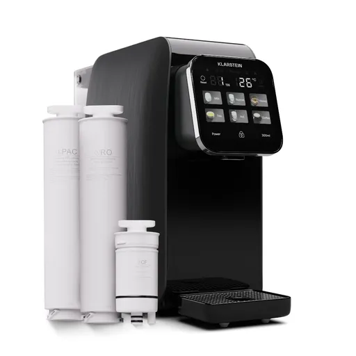 Klarstein AquaLine 3L, čistička vody, 5stupňová filtrace, objem 3 l, 6 různých stupňů teplot vody, černá
