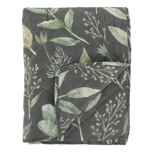 Tmavě zelený přehoz s listy Aix Vintage Quilt - 130*180 cm Chic Antique