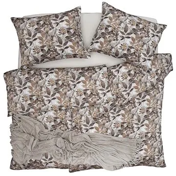 SCANquilt povlečení SATÉN DESIGN dark leaves hnědá (34623)