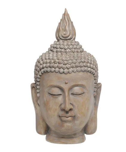 Béžová antik dekorace hlava Buddha - 21*22*40 cm Chic Antique
