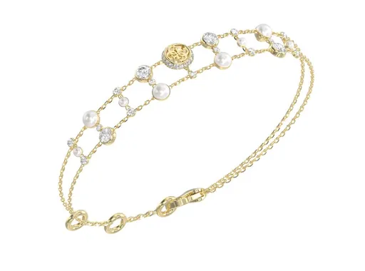 Guess Dvojitý pozlacený náramek Tiny Pearly JUBB05512JWYG 18,4 cm