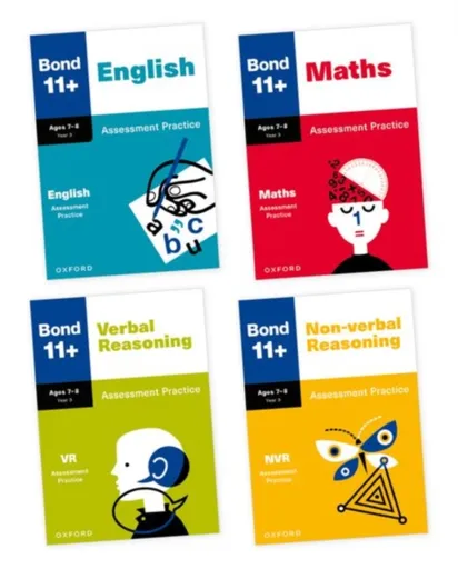 Bond 11+ Assessment Practice Age 7-8 Bundle: Maths, English, Verbal Reasoning, and Non-verbal Reasoning for GL Assessment & other 11 plus exams (forme