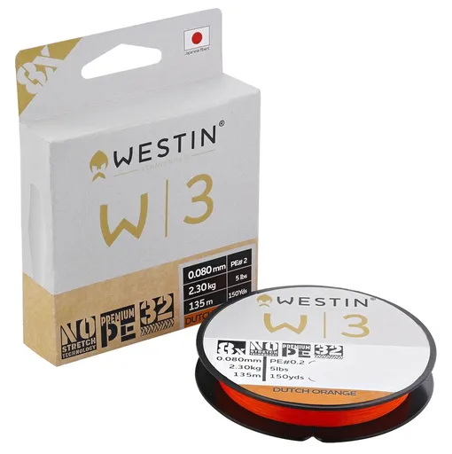 Westin splétaná šňůra w3 8-braid dutch orange 135 m - 0,260 mm 16,5 kg