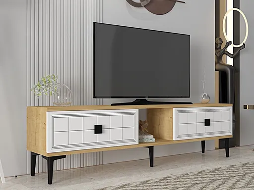 TV stolek Yuka 150 - Sapphire Oak, White