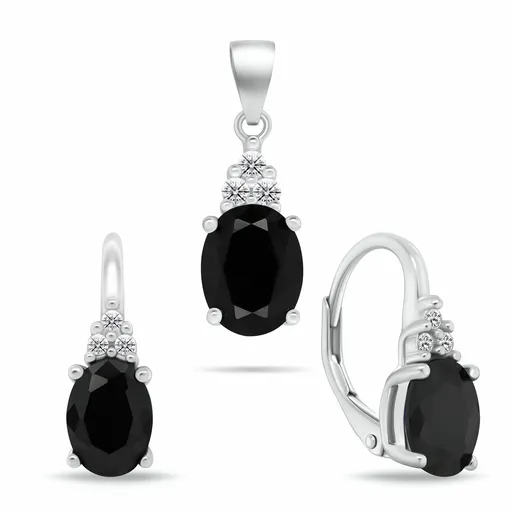 Brilio Silver Set šperků s černými kubickými zirkony SET293WBC (přívěsek, náušnice)