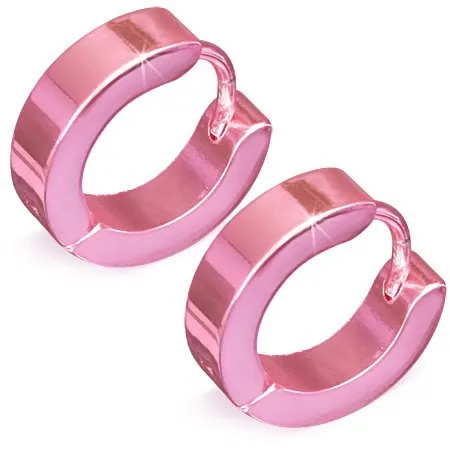 Náušnice z oceli 316L růžové barvy, hladký a lesklý povrch