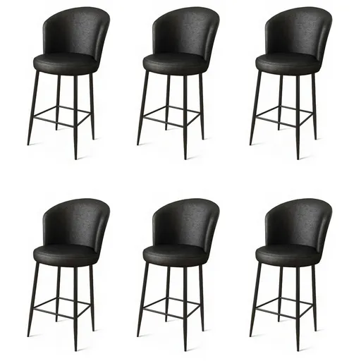 Sada barových židlí Uras Black and Black, 6 ks, 6 ks