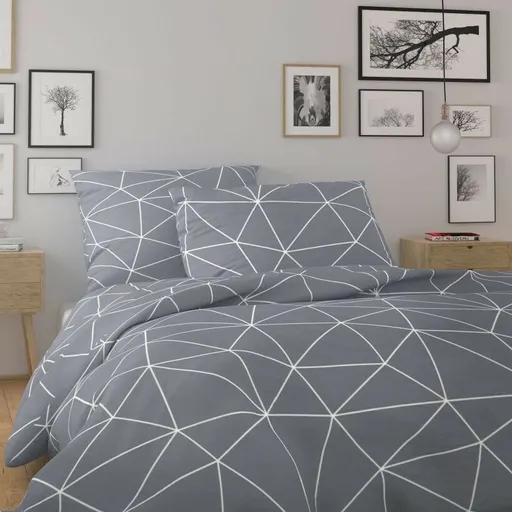 Kvalitex Bavlněné povlečení Nordic Grid šedá, 240 x 220 cm, 2 ks 70 x 90 cm