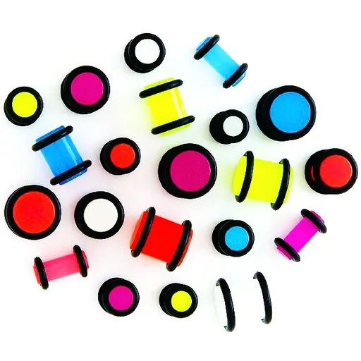Plug do ucha - zářící ve tmě, černé gumičky - Tloušťka : 1 mm, Barva piercing: Aqua