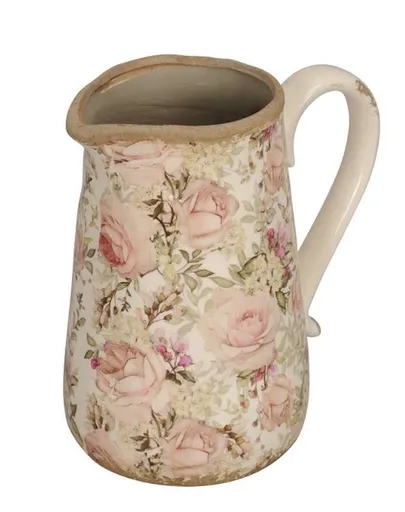 Krémový keramický džbán s růžemi Rosien L - 21*14*23 cm Posiwio