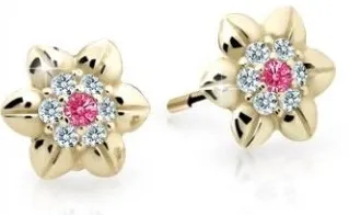 Cutie Jewellery Krásné dětské náušnice ze žlutého zlata C2202-30-X-1 fuchsiová
