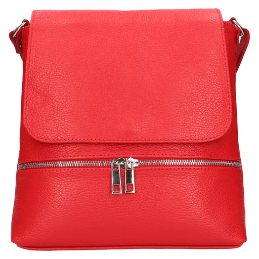 Dámská kožená crosbody kabelka Italia Linda - červená
