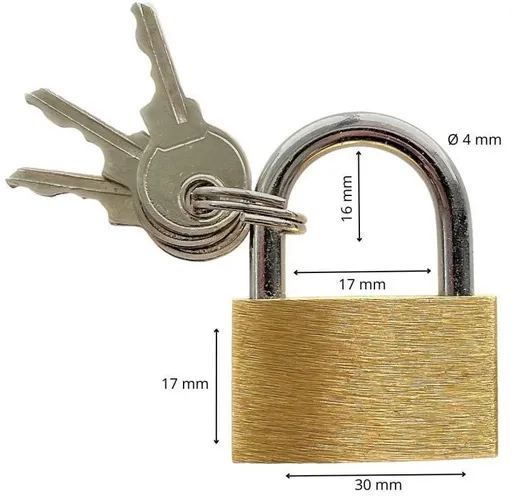 Zámek visací mosazný, 30 mm (123030)