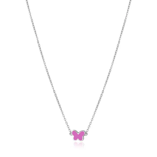 S'Agapõ Ocelový náhrdelník Motýl Click SCK208