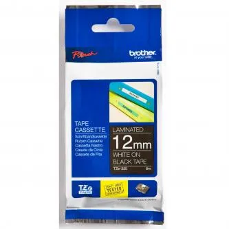 Brother originální páska do tiskárny štítků, Brother, TZE-335, bílý tisk/černý podklad, laminovaná, 8m, 12mm