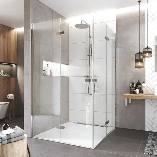 Mereo Sprchový kout, Novea, čtverec, zalamovací, 110x110 cm, chrom ALU, sklo Čiré CK15853ZVR