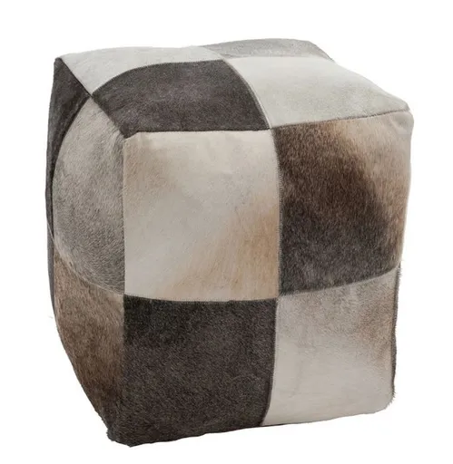 Čtvercový puf z kravské kůže - 44*44*46 cm J-Line by Jolipa