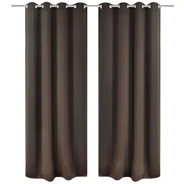 2 ks hnědé zatemňovací závěsy s kovovými kroužky 135 x 245 cm (130371)