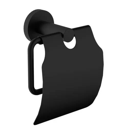 SAPHO X-ROUND BLACK držák toaletního papíru, s krytem, černá mat XR732B