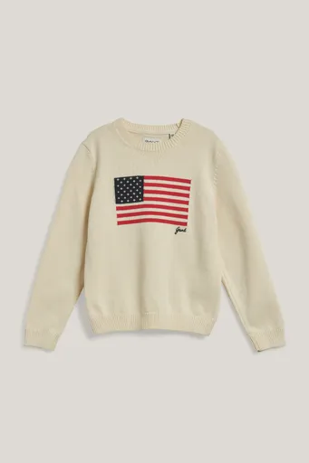 SVETR GANT FLAG KNIT C-NECK CREAM