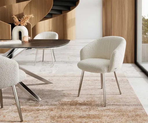 Jídelní židle Caja-Flex zúžená podnož nerezová ocel bouclé