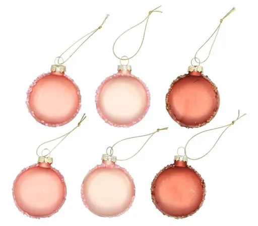 Set 6ks růžová skleněná ozdoba makronka Macrons - Ø 6*2,5 cm daan kromhout