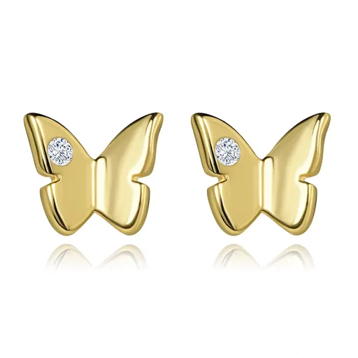 Náušnice ze 14K zlata ve tvaru motýla s čirými zirkony
