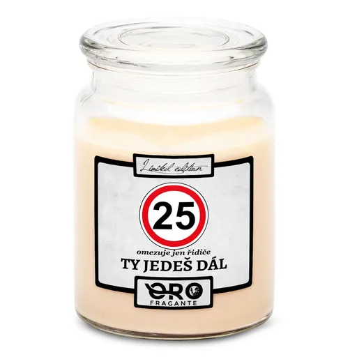 Svíčka Ty jedeš dál – výběr věku (věk: 25, Vůně svíčky: Vanilka)