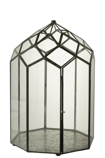 Černý kovový domácí skleník Terrarium - 28*28*50 cm J-Line by Jolipa