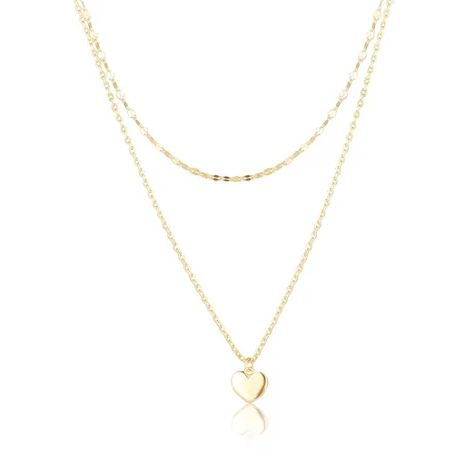 JVD Pozlacený dvojitý náhrdelník Srdce SVLN0638X610045