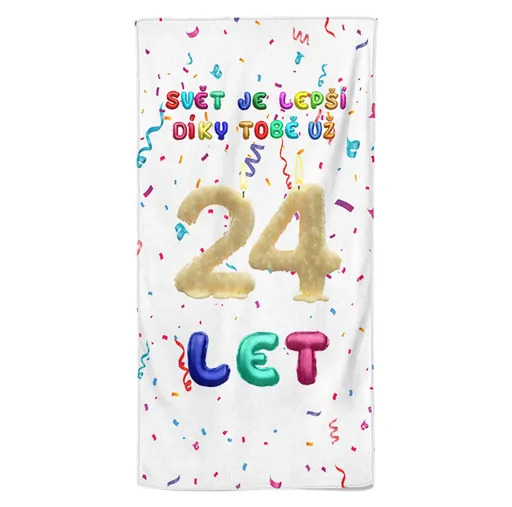 Osuška Svět je lepší díky tobě (věk: 24, Velikost osušky: 70x140cm)