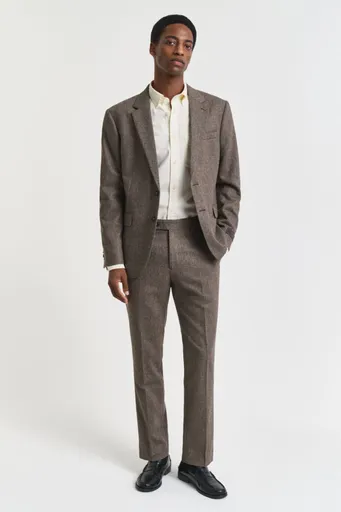 KALHOTY GANT FLANNEL HERRINGBONE SUIT PANTS DEEP BROWN