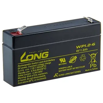 Long 6V 1.2Ah olověný akumulátor F1 (WP1.2-6) (PBLO-6V001,2-F1A)