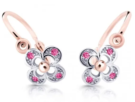 Cutie Jewellery Dětské náušnice z růžového zlata C2200-10-X-4 fuchsiová