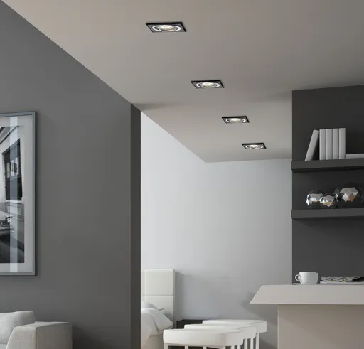 Stropní svítidlo s černým sklem, čtvercové očko SSU-13