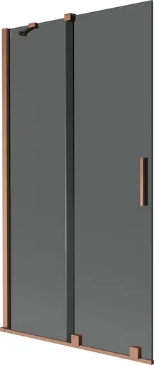 MEXEN/S Velar dvoukřídlá posuvná vanová zástěna 100 x 150, grafit, měď kartáčovaná 896-100-000-41-65