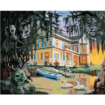 Zuty - Malování podle čísel - ILUZE ZVÍŘATA, DŮM A LABUTĚ NA JEZEŘE (D. RUSTY RUST), 80x100 cm, vypn (HRAmmb01761nad)