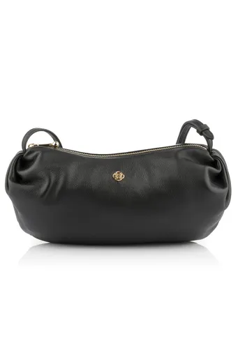 CROSSBODY GANT LAMB LEATHER RUCHED CROSSBODY BAG BLACK