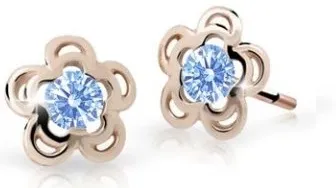 Cutie Jewellery Půvabné dětské náušnice z růžového zlata C2204-30-X-4 světle modrá