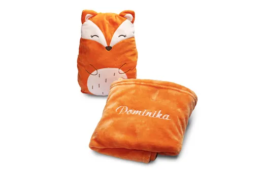 Plyšový polštářek 2v1 Liška s výšivkou