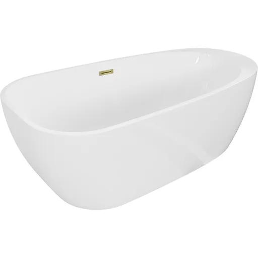 MEXEN/S Giada volně stojící vana 170 x 90, bílá lesk, sifon a přepad zlatá 52741709000-50