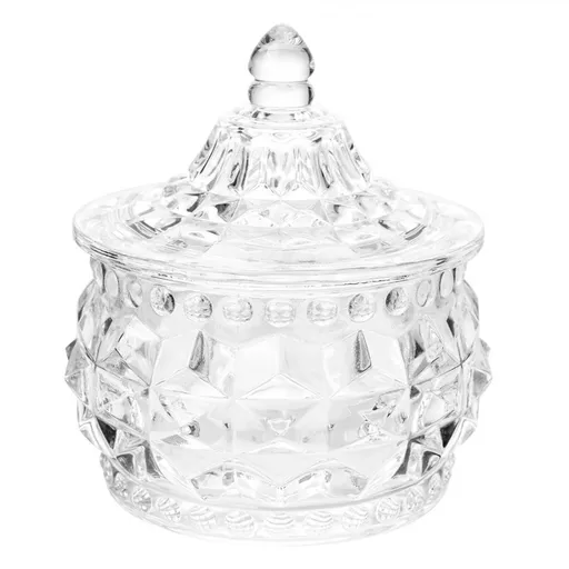 Skleněná úložná dóza na curovinky - Ø  10*11 cm  Clayre & Eef