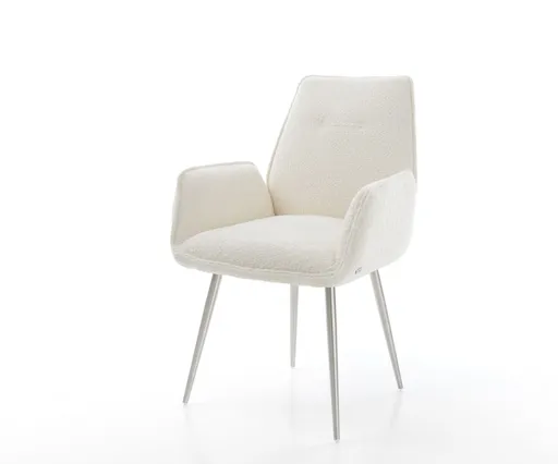 Jídelní židle Zoa-Flex bouclé bílá podnož zúžená nerezová ocel