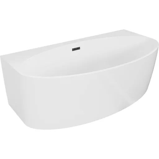 MEXEN/S Bruna volně stojící vana nástěnná 150 x 82, bílá lesk, sifon a přepad černá 52731508200-70