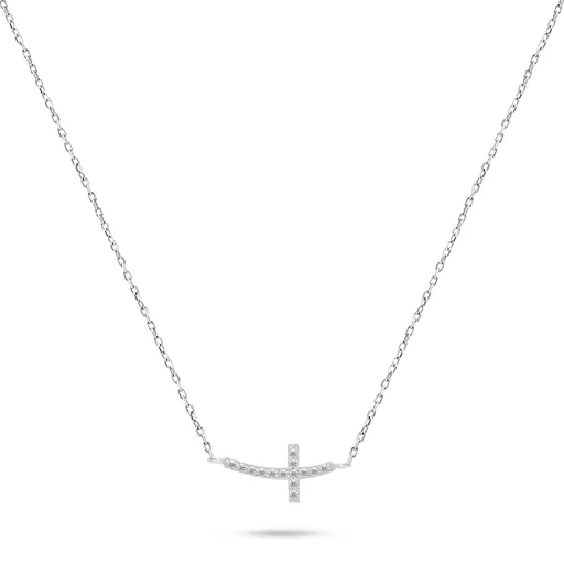 Brilio Silver Stříbrný náhrdelník Křížek se zirkony NCL57W